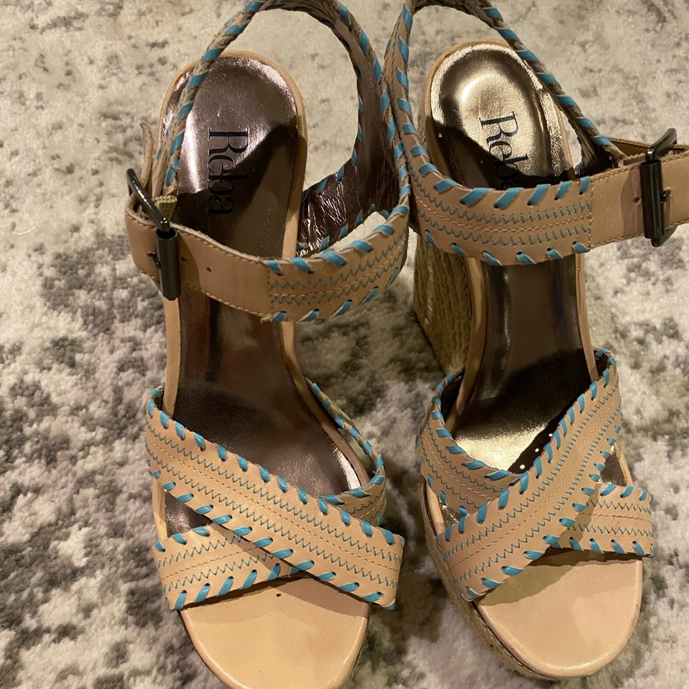 Reba Nude And Blue Wedge